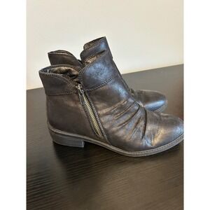 American Rag SAM Black Ruched Side Zip Ankle Boots Womens 8.5M